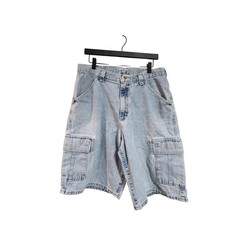 Vintage Lee Mens Denim Cargo Shorts Light Wash Relaxed Fit