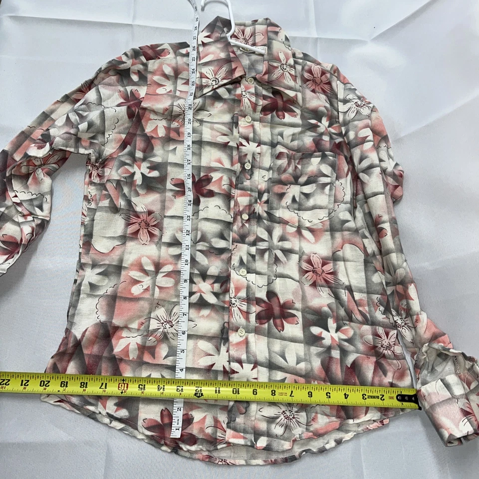 Para hombres De Colección Años 70 Ely Rojo Floral Western Hawaiano Mediano M Disco Hippie Foto 4 de 4
