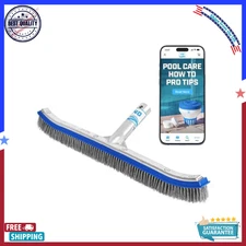 Heavy Duty Pool Brush/18in. Extra-Wide Metal Brush - Stainless Wire Bristles