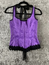 Fredericks Of Hollywood Corset Womens 34 Purple Lace Up Halter Bridal Style 7005