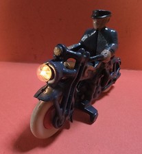 Hubley Antique Cast Iron Police Motorcycle with Working Headlight Old Antique