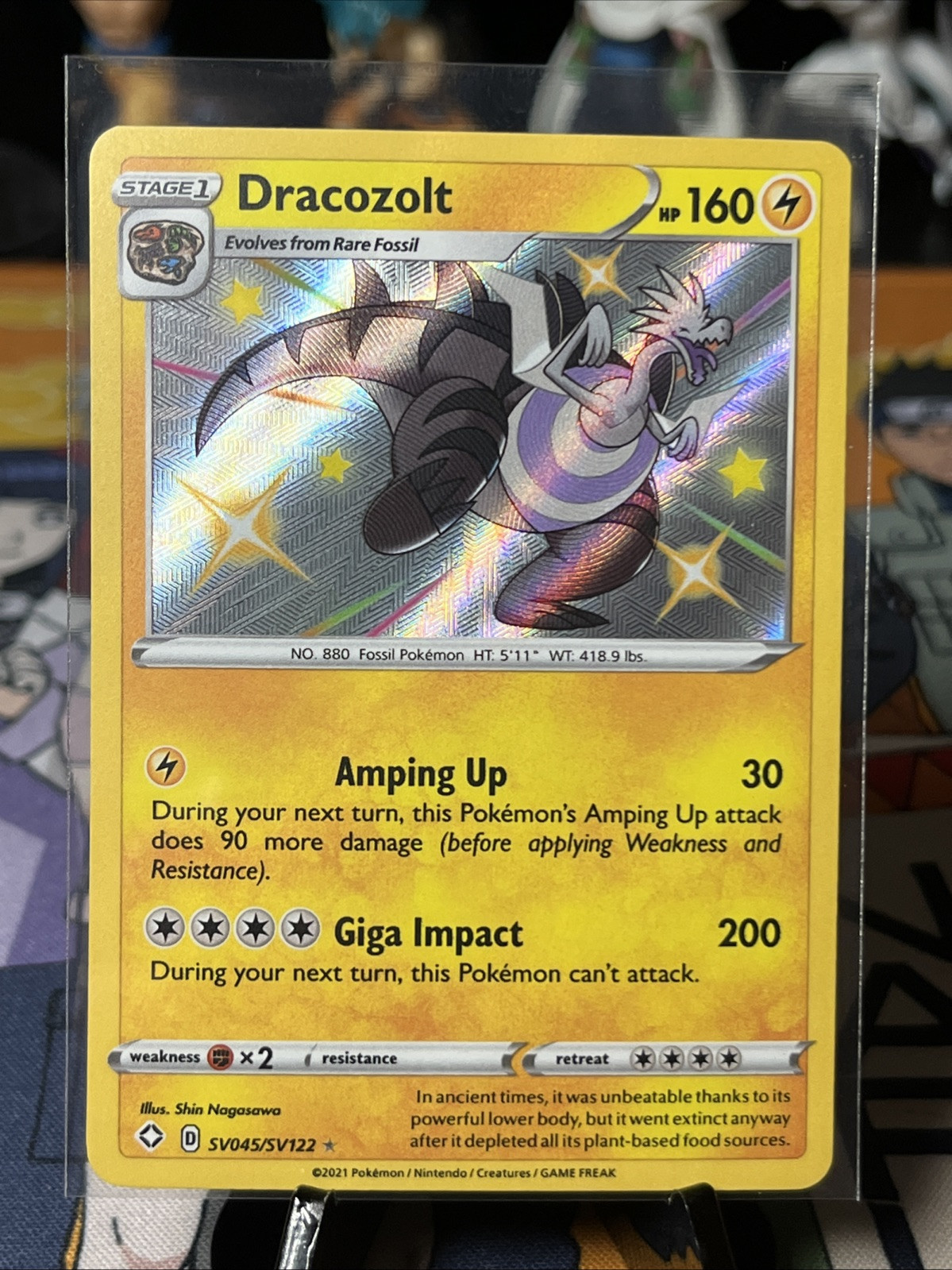 Pokemon Shining Fates Dracozolt Shiny Holo Rare SV045/SV122 NM