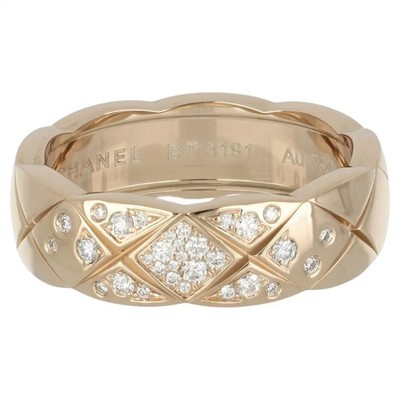 Chanel Coco Crush Diamond Band 18kt Rose/Beige Gold. Size 7.5 1/5ct diamonds.