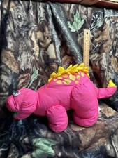 Vintage 1992 Fisher Price Dinosaur Pink Stegosaurus Puffalump Plush Squeak Nylon