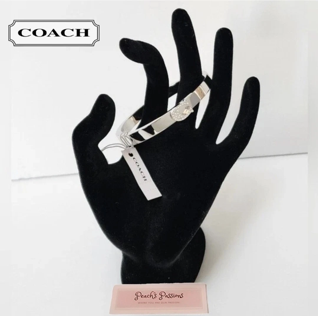 Bracciale con cerniera Coach Pave Signature C in argento nuovo con etichetta!