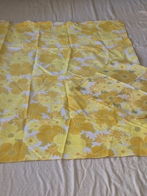 Vintage Fallani & Cohn Yellow Floral Spring Summer Shower Tablecloth Napkin Set