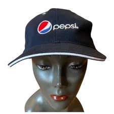 Pepsi Hat Spell Out Embroidered Logo Soft Drink Soda Adjustable Cap Navy Yupoong