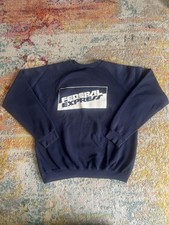 Vintage 90s Federal Express FedEx Discus Athletic Crewneck Sweatshirt L Navy
