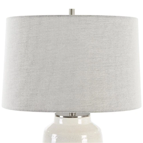 Uttermost Odawa Coastal Ceramic Table Lamp with Fabric Shade in Off White/Nickel - Picture 4 of 7