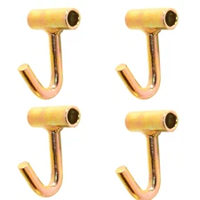 4 Pack Single Finger J-Hooks for 2" Ratchet Tie Downs | Yellow Finish | 1,000 lb