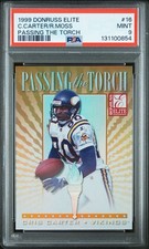 1999 Donruss Elite Passing the Torch /1500 Cris Carter Randy Moss #16 PSA 9 Mint