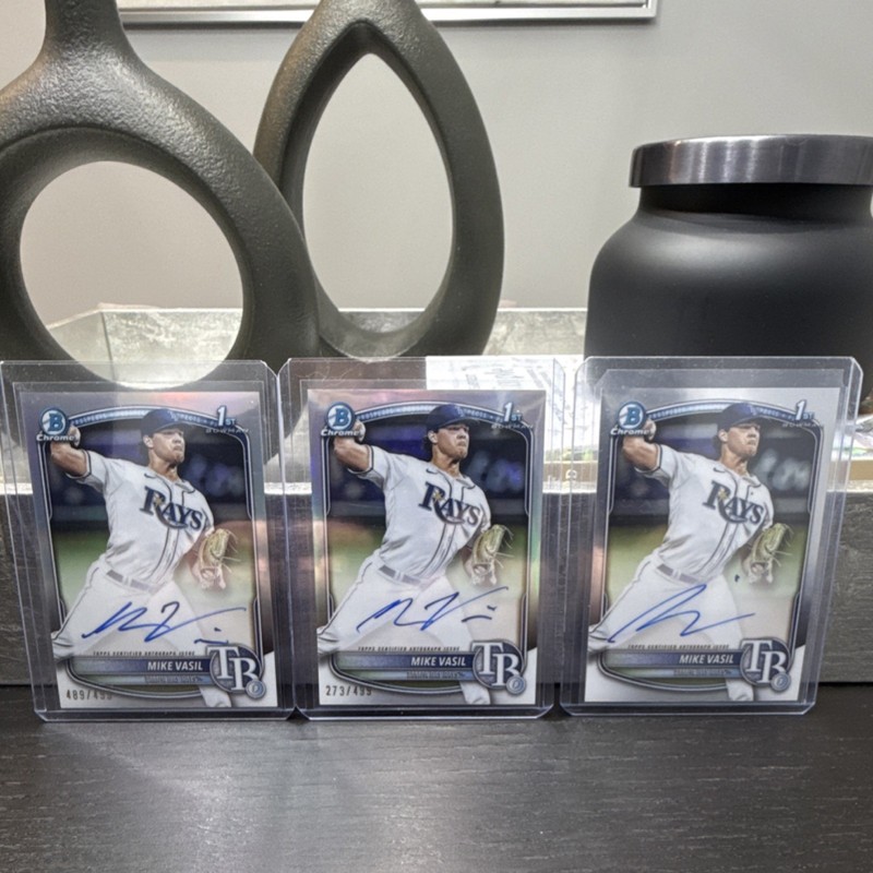 2025 Bowman Chrome Mike Vasil Auto Lot #489/499, #273/499 - Tampa Bay Rays