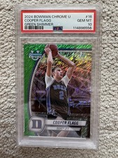 2024 Bowman Chrome U Cooper Flagg 1st Bowman Green Shimmer Refractor PSA 10 GEM