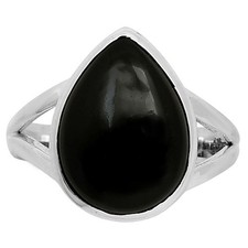 Natural Black Onyx - Brazil 925 Sterling Silver Ring s.8 Jewelry R-1005