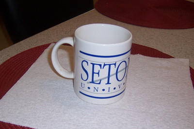 Vintage Seton Hall University New Jersey Mug Blue & White Lettering