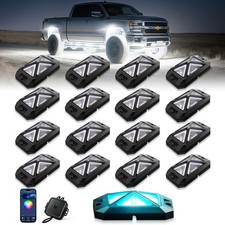 MICTUNING 16 Pods RGBW LED Rock Lights,360  4-Sided Underglow Neon Accent Light