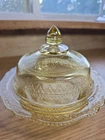 Patrician Amber Round Covered Butter Dish By Federal Glass