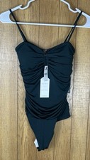 NEW Express Sz XS Green Bodysuit Body Contour Thong Padded Gathered 48