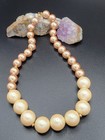 Vintage Monet Graduated Champagne Pearl Choker Necklace Gold Plated 17 In — photo 2