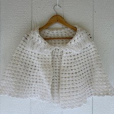 Vintage hand knit cape White Small