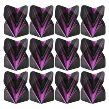 Dart Wings, 12pcs PET Standard Darts Accessories V Style, Black, Clear Purple