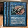 MtG card, 3x Seasinger, Fallen Empires 1994 blue summon merfolk control creature