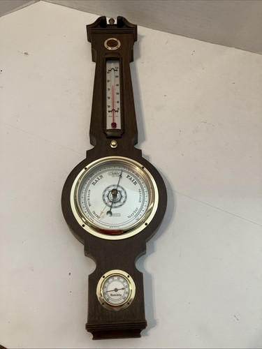 Vintage Springfield Banjo Weather Station Wall Mounted Barometer Thermometer