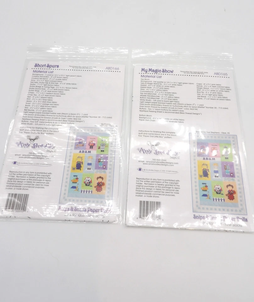 Quilt Pattern "Snips & Snails Paper Dolls"-Set of 9 Blocks 59" x 93" - Image 4 of 4