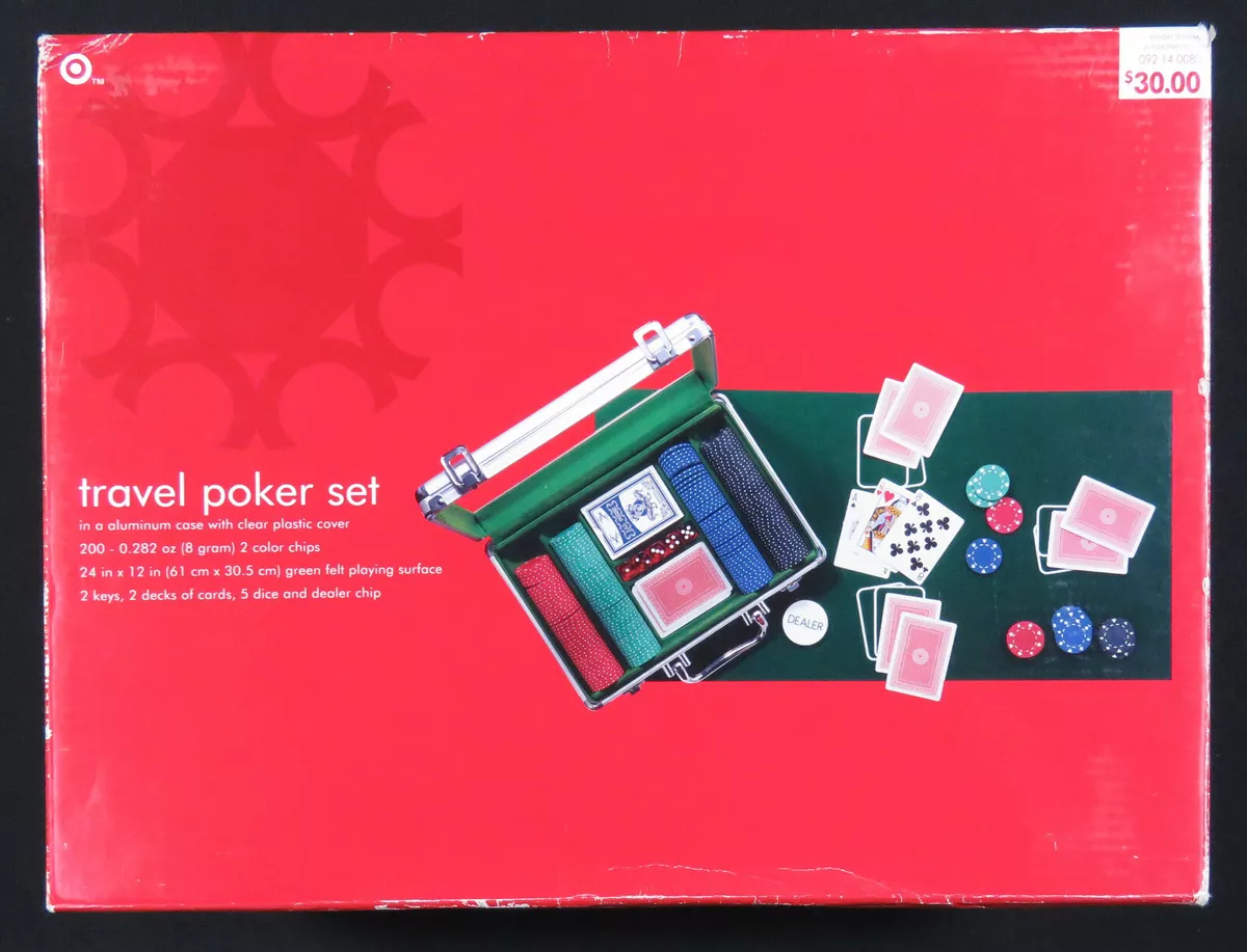 NEW Texas Hold Em Travel Poker Set Gambling Chips Casino Game Cards Carry  Case