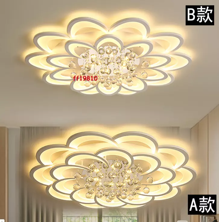 Modern Crystal Chandelier Acrylic Flower Lighting Flush Mount Ceiling Fixture