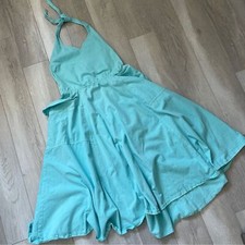Vintage Halter Dress studio 234 cotton womens Blue (size 3/4) bright retro 80s