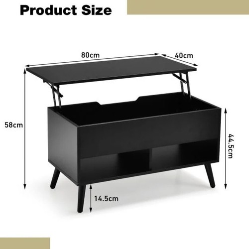 Coffee Table With Hidden Storage Lift Up Top Drawer Shelf Living Room Furniture - Picture 7 of 19
