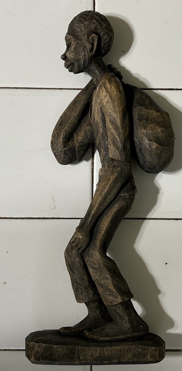 Vintage Signed F. Laratte Haiti Wooden Sculpture Frantz