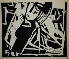 LASAR SEGALL (1889 –1957) Original Vintage Mid-Century Modernist Woodcut Lying