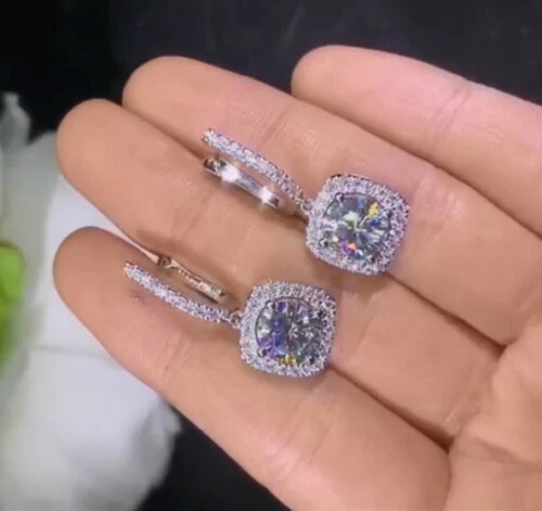 3Ct Lab-Created Round Diamond Dangle Earrings in 14K White Gold