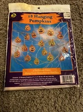 SunHill (18) Halloween Hanging Pumpkins 8" x 11.5" 3 Different Faces NOS G