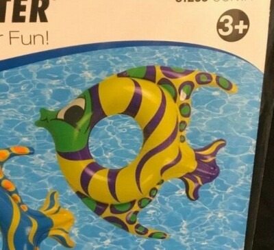 INFLATABLE FISH RING (POOLMASTER INCORPORATED - 81253) One Fish - Yellow/Purple