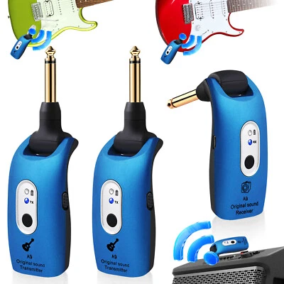 INGPARTNER 2.4GHz Dual Transmitter Digital Wireless Guitar System Transmitter Receiver Blue