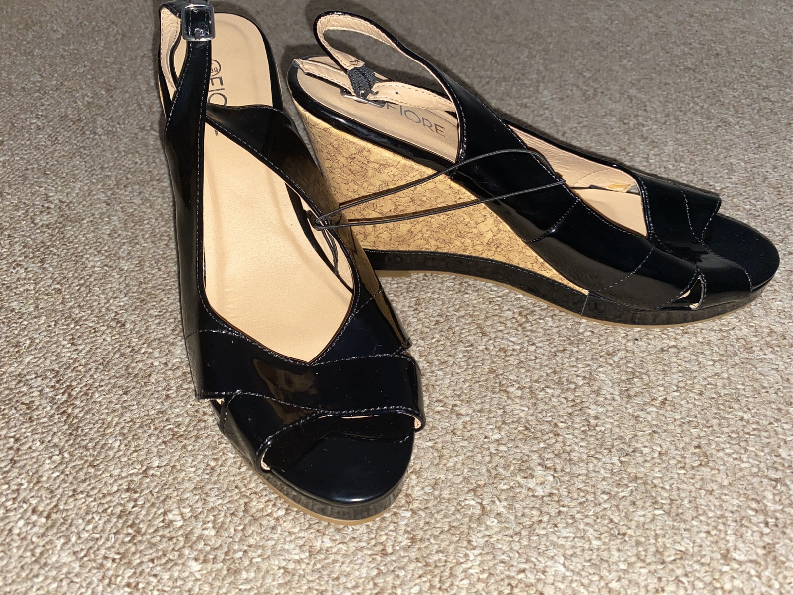 Fiore/matalan Ladies Black Wedges, Sandals, Size 6 | eBay