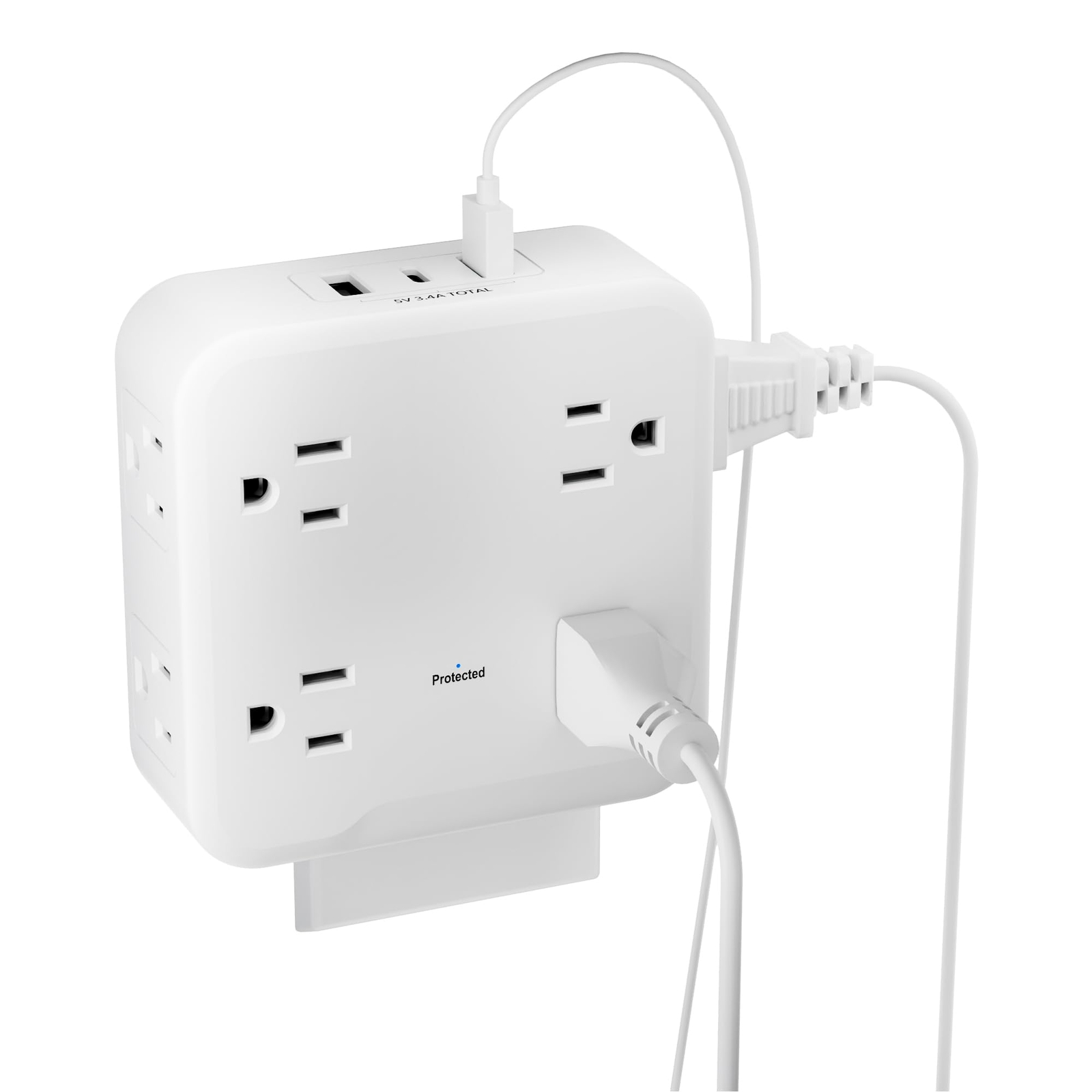 Multi Plug Outlet Extender with 8 Outlets 3 USB Wall Charger(1 USB C), Surge ...