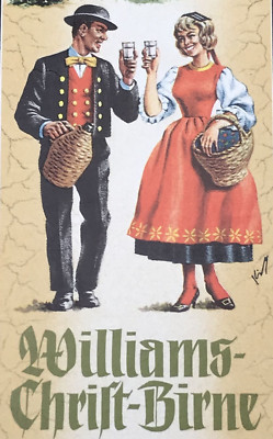 Williams Chrift Birne Pear German Wine Bottle Label 3.25x2.75 Vintage 