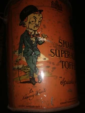 Vintage Old Ad Tin Litho Box Sharp Super Kreem Toffee Edward Sharp & Son England