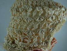 Vintage Crocheted Lace Baby Christening Bonnet Hat Handmade of Thread not yarn