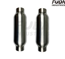 A Pair Of 2.5 Inlet Outlet Exhaust Muffler 12 Length Resonator Ss