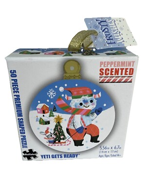 Christmas Mini 50 Piece Puzzle Buffalo Yeti Gets Ready Peppermint Scented Shaped