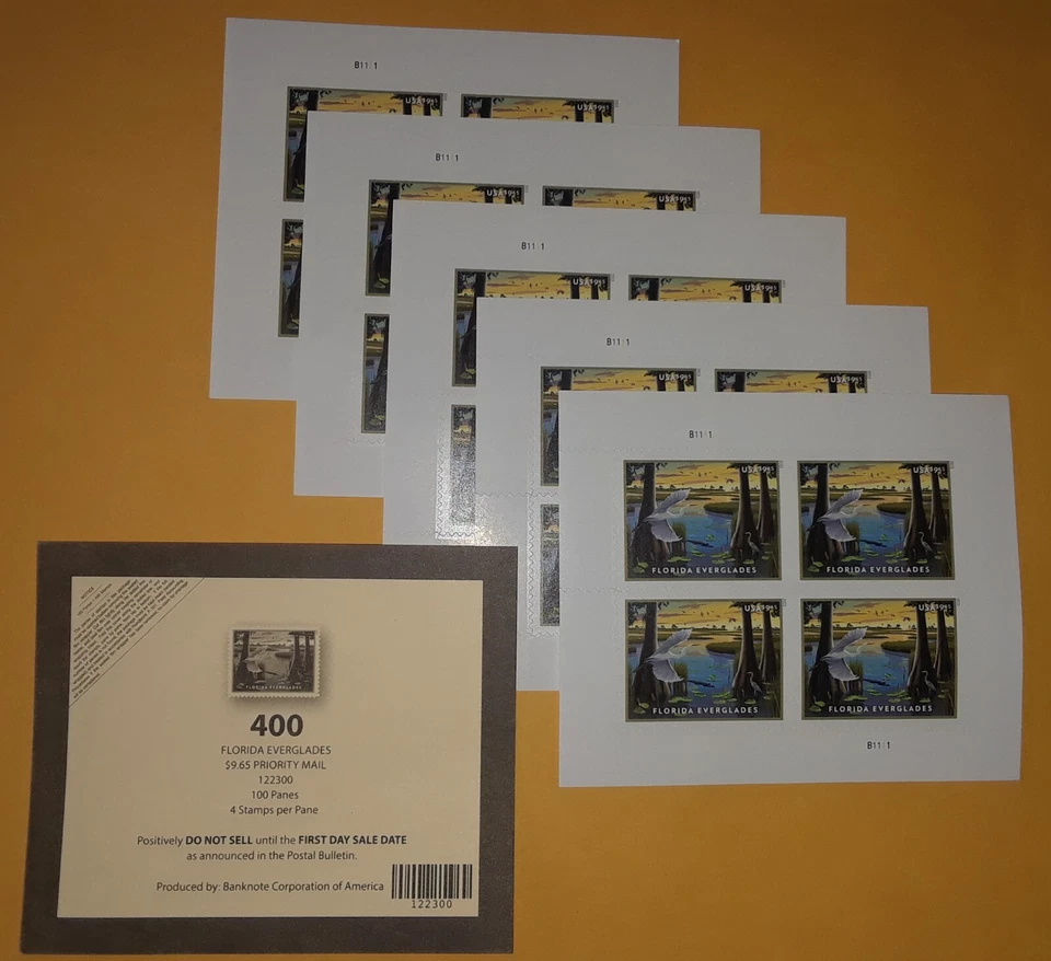 Mini Sheet of 4 US Priority US Stamp of $9.65 FLORIDA EVERGLADES Ecosystem 5751 - Image 4 of 4