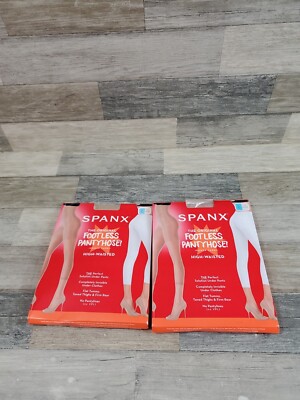 Spanx Footless High Waist Shaping Pantyhose Size C Power Capri Nude 2-PAIRS 