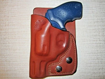 BROWN leather wallet & pocket revolver holster choose gun & right or left hand
