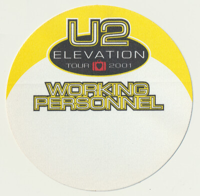 U2 - Elevation Tour - 2001 - Working Personnel [USA] - Backstage Pass (yellow)