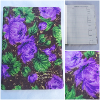 Vintage Adressbuch 60er Jahre Blumen Stoff bezogen unbenutzt Telefonnummern 50s